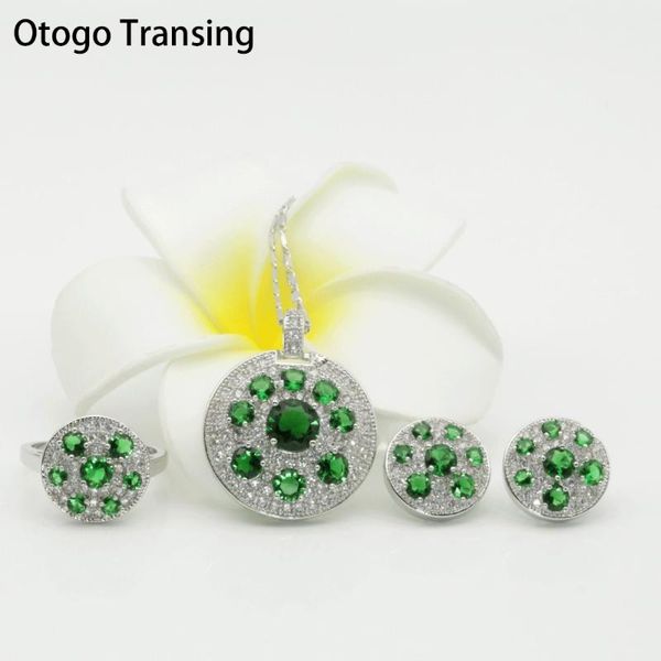 earrings & necklace otogo transing fashion wedding bridal green crystal women round design jewelry sets silver color necklace/ earrings/ring
earrings & necklace otogo transing fashion wedding bridal green crystal women round design jewelry sets silver color necklace/ earrings/ring