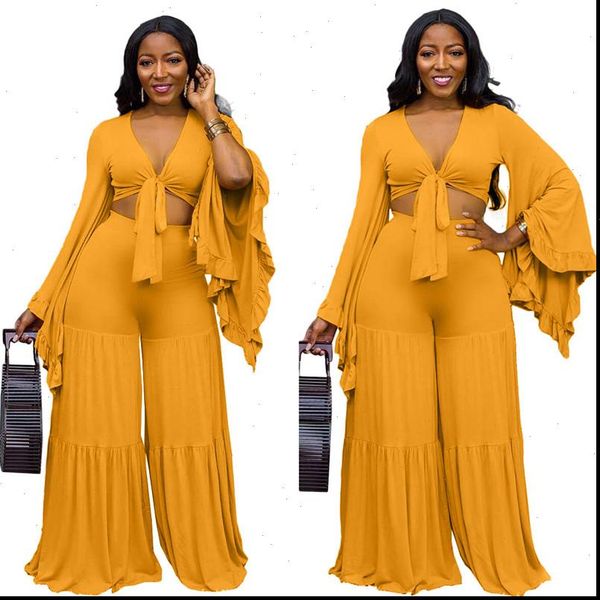 autumn ruffle long sleeve 2 piece outfits for women solid color lace up v neck with floor length trouser plus size, Gray
autumn ruffle long sleeve 2 piece outfits for women solid color lace up v neck with floor length trouser plus size, Gray