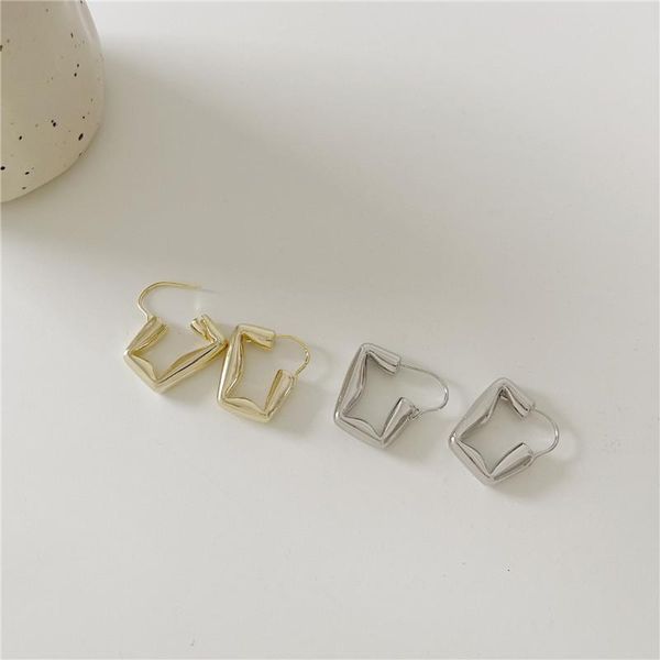hoop & huggie aomu 2021 design minimalist metal rectangle ear hook ins fashion retro earrings for women men party jewelry gifts, Golden;silver 
hoop & huggie aomu 2021 design minimalist metal rectangle ear hook ins fashion retro earrings for women men party jewelry gifts, Golden;silver