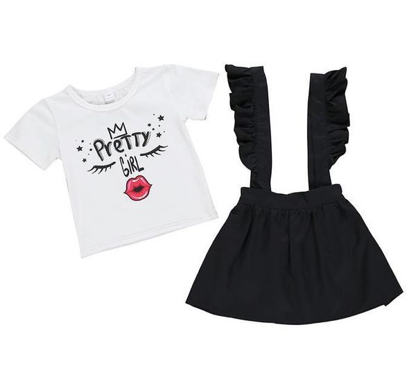 clothing sets 2pcs baby girls summer outfits, short sleeve cartoon letter print t-shirt + suspender skirt set, White
clothing sets 2pcs baby girls summer outfits, short sleeve cartoon letter print t-shirt + suspender skirt set, White