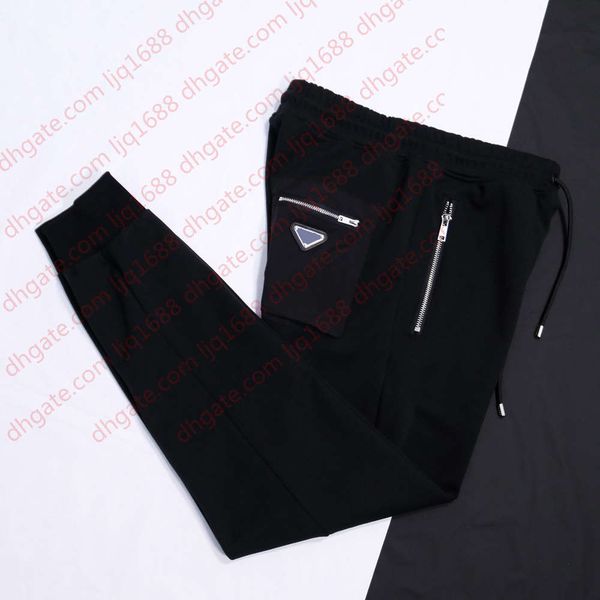 2020 united states men pants casual hip hop trousers spring travel stitching contrast color plus velvet binding feet pants, Black