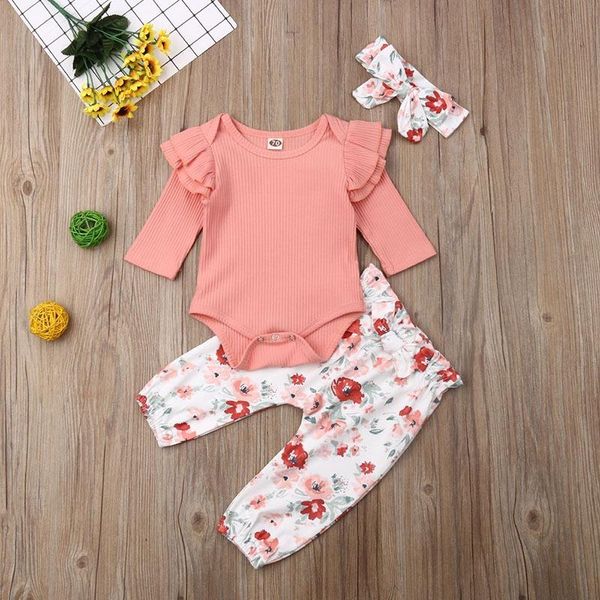 clothing sets 3pcs baby girl set born romper+pants romper jumpsuit costume, White 
clothing sets 3pcs baby girl set born romper+pants romper jumpsuit costume, White