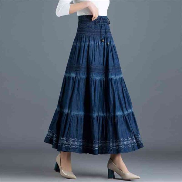 spring autumn denim long korean womens skirt style high elastic waist a line maxi blue jeans, Black
spring autumn denim long korean womens skirt style high elastic waist a line maxi blue jeans, Black