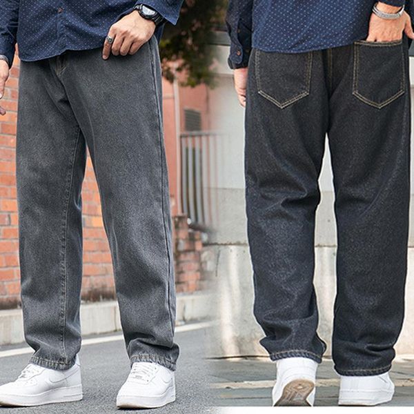 men's jeans straight plus velvet thick high waist loose casual trousers autumn and winter, Blue
men's jeans straight plus velvet thick high waist loose casual trousers autumn and winter, Blue