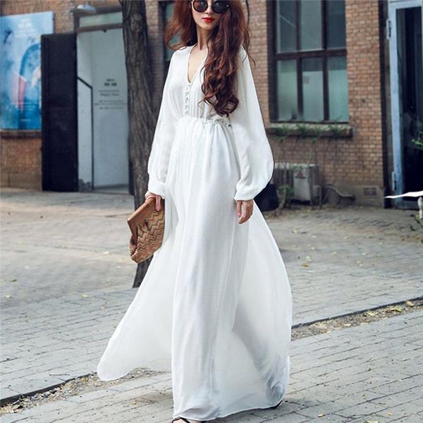 casual dresses summer women floor length maxi chiffon dress flowy lightweight beach long sleeve elegant white femme vestdiaos, Black;gray
casual dresses summer women floor length maxi chiffon dress flowy lightweight beach long sleeve elegant white femme vestdiaos, Black;gray