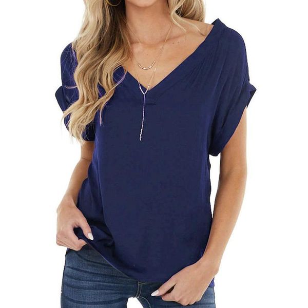 women's t-shirt spring and summer clothing casual v neck backless plus size snow imitation t shirt camiseta de manga corta, White
women's t-shirt spring and summer clothing casual v neck backless plus size snow imitation t shirt camiseta de manga corta, White