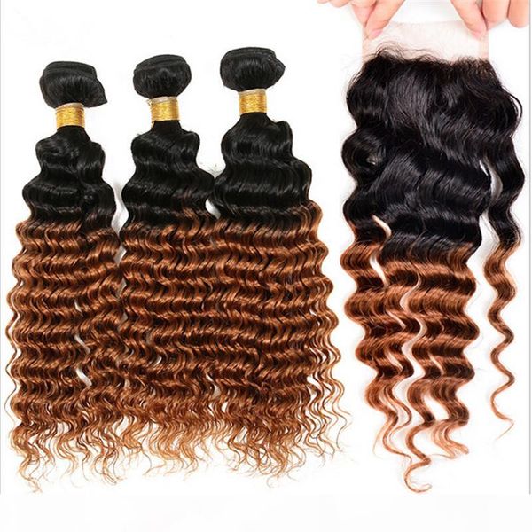 #1b 30 ombre virgin brazilian hair 3bundles with deep wave lace closure two tone colored hair weave with closure deep wavy 4pcs lot, Black
#1b 30 ombre virgin brazilian hair 3bundles with deep wave lace closure two tone colored hair weave with closure deep wavy 4pcs lot, Black