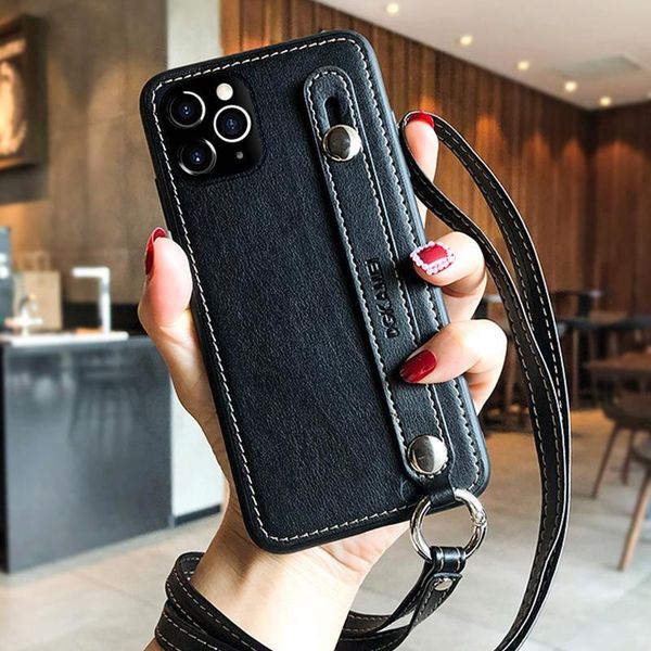 business leather wrist strap bracket phone cases for iphone 11 11pro 11pro max 12 12pro 12pro max soft edge shell with long rope
business leather wrist strap bracket phone cases for iphone 11 11pro 11pro max 12 12pro 12pro max soft edge shell with long rope