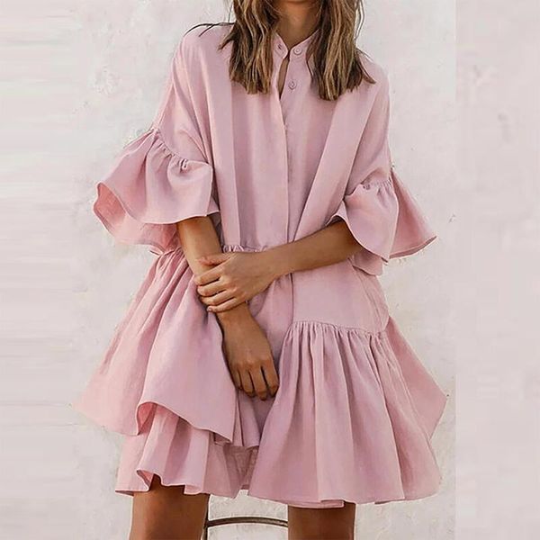 casual dresses for women 2021 summer loose solid color high-end flared sleeve pleated dress vestidos de mujer y2k, Black;gray
casual dresses for women 2021 summer loose solid color high-end flared sleeve pleated dress vestidos de mujer y2k, Black;gray