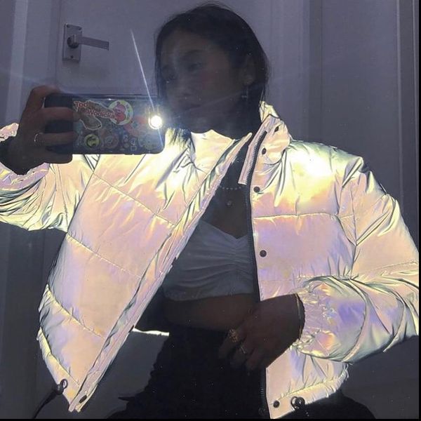 reflective gray zipper oversized women jackets long sleeve button loose thick cropped jacket streetwear coat winter 2021, Black;brown
reflective gray zipper oversized women jackets long sleeve button loose thick cropped jacket streetwear coat winter 2021, Black;brown