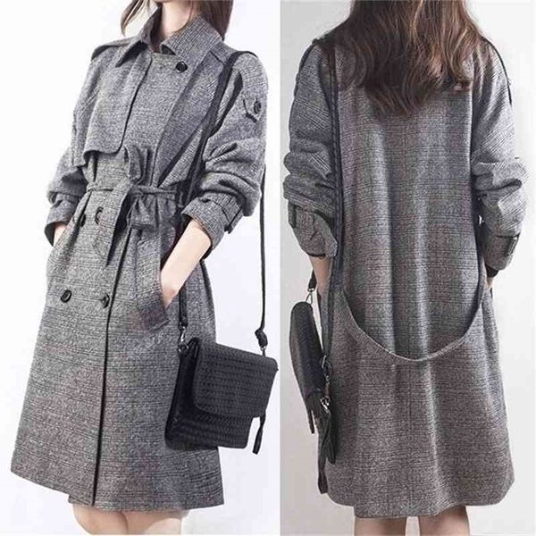 women's windbreaker 2021 spring autumn korean version medium length loose and thin large plaid double row button coat fashion, Black
women's windbreaker 2021 spring autumn korean version medium length loose and thin large plaid double row button coat fashion, Black