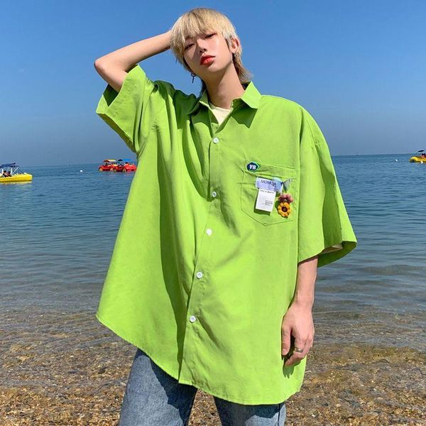 men's casual shirts handsome shirt short-sleeved korean style loose middle-sleeved ice silk blouse trendy all-match top, White;black
men's casual shirts handsome shirt short-sleeved korean style loose middle-sleeved ice silk blouse trendy all-match top, White;black