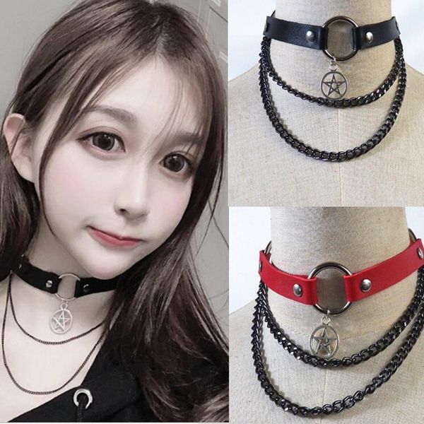chokers style women dark gothic lolita pentagram necklace punk pu leather goth heart cross choker round collar, Golden;silver
chokers style women dark gothic lolita pentagram necklace punk pu leather goth heart cross choker round collar, Golden;silver