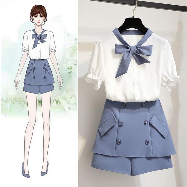 women's tracksuits korean fashion suits high waist shorts & bow chiffon blouse outfit two-piece clothing set sweet lady bowknot shirt v, Gray
women's tracksuits korean fashion suits high waist shorts & bow chiffon blouse outfit two-piece clothing set sweet lady bowknot shirt v, Gray