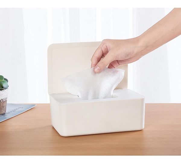 tissue boxes & napkins plastic solid wet wipes dispenser holder non-skid box storage dozen case with dust-proof lid for home office