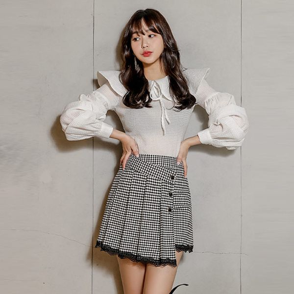 new arrival fashion women spring ol casual white peter pan collar loose shirt and houndstooth mini skirt two piece set prxw, Black
new arrival fashion women spring ol casual white peter pan collar loose shirt and houndstooth mini skirt two piece set prxw, Black