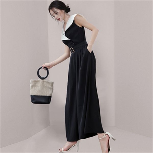 women's jumpsuits & rompers zawfl-2021 summer party women's casual pants sleeveless belt, Black;white
women's jumpsuits & rompers zawfl-2021 summer party women's casual pants sleeveless belt, Black;white