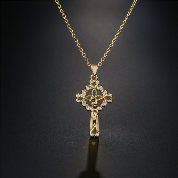 fashion religious jewelry 2021 new genuine gold plated copper micro inlaid zircon jesus cross necklace, Silver
fashion religious jewelry 2021 new genuine gold plated copper micro inlaid zircon jesus cross necklace, Silver