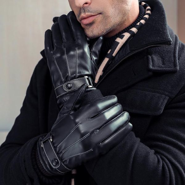 sports gloves pu leather men's winter riding plus velvet padded warm touch screen motorcycle, Black
sports gloves pu leather men's winter riding plus velvet padded warm touch screen motorcycle, Black