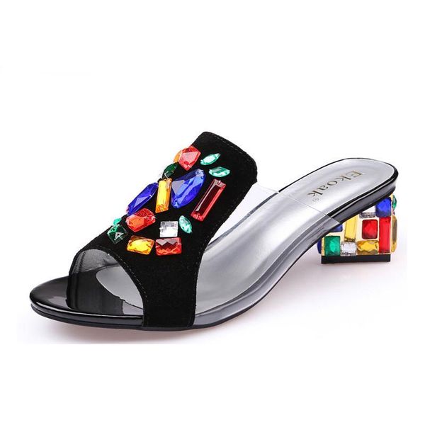 cool slipper woman coarse heel genuine leather sandals 2021 slipper fish mouth rhinestone woman summer outside, Black
cool slipper woman coarse heel genuine leather sandals 2021 slipper fish mouth rhinestone woman summer outside, Black