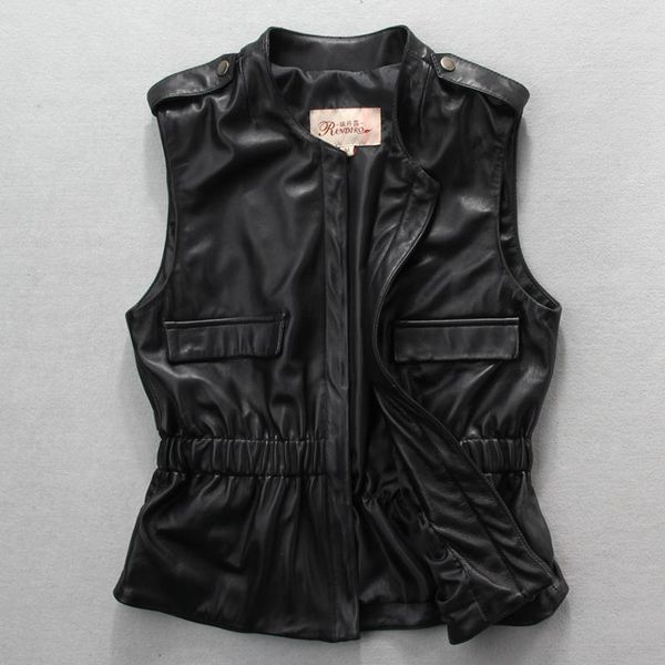 women's leather & faux sleeveless genuine jacket with elastic waist black slim fit women epaulet vest lady
women's leather & faux sleeveless genuine jacket with elastic waist black slim fit women epaulet vest lady