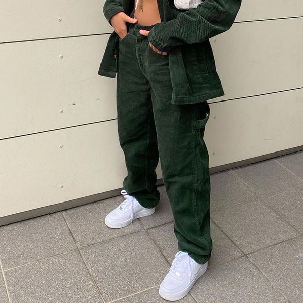 casual solid green corduroy pants for women streetwear fashion low waist loose straight trouser harajuku pantalon, Black;white
casual solid green corduroy pants for women streetwear fashion low waist loose straight trouser harajuku pantalon, Black;white