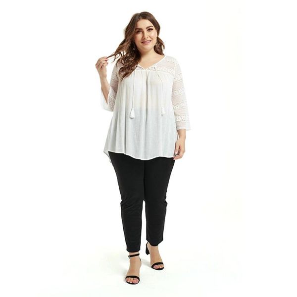 plus size t-shirt large size lace women blouse shirt casual loose women shirts plus white v-neck 3/4 sleeve female t shirt autumn ropa m, Black
plus size t-shirt large size lace women blouse shirt casual loose women shirts plus white v-neck 3/4 sleeve female t shirt autumn ropa m, Black