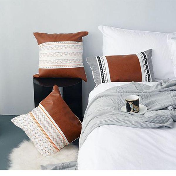 cushion/decorative pillow cool geometric patchwork cushion covers quality cotton and pu leather pillowcase setting room decor cover 45x45cm/
cushion/decorative pillow cool geometric patchwork cushion covers quality cotton and pu leather pillowcase setting room decor cover 45x45cm/