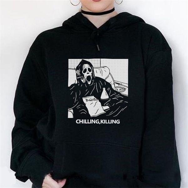 horror skull hoodie harajuku fun ghost chilling killing letter print gothic women's sweatshirt fashion loose vintage 210813, Black
horror skull hoodie harajuku fun ghost chilling killing letter print gothic women's sweatshirt fashion loose vintage 210813, Black