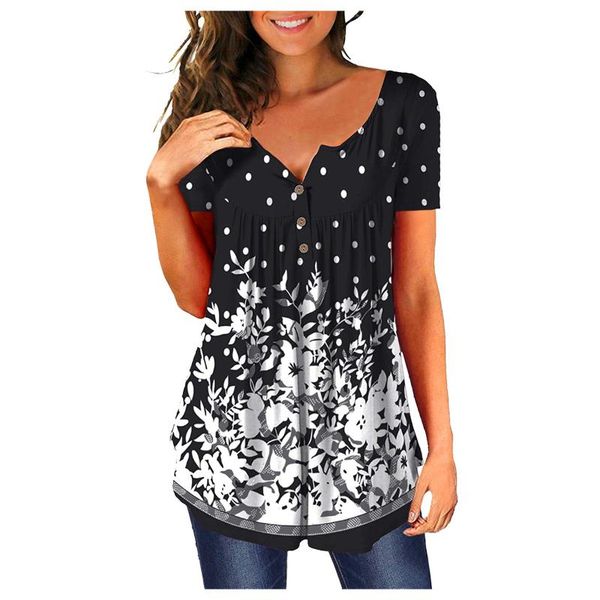 women's blouses & shirts womens fashionable blouse with v-neck floral dot printed tunic buttons folds decoration short sleeve shirt ro, White
women's blouses & shirts womens fashionable blouse with v-neck floral dot printed tunic buttons folds decoration short sleeve shirt ro, White