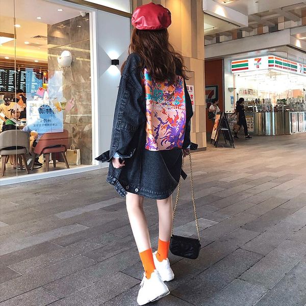 women's jackets spring autumn fashion women clothes 2021 all-match loose printing outwear mid-long full sleeve denim jacket coat female, Black;brown
women's jackets spring autumn fashion women clothes 2021 all-match loose printing outwear mid-long full sleeve denim jacket coat female, Black;brown