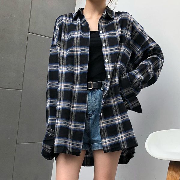 women's blouses & shirts 2021 women long sleeve plaid loose blouse casual office shirt, White
women's blouses & shirts 2021 women long sleeve plaid loose blouse casual office shirt, White
