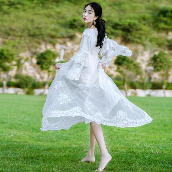 casual dresses mori girl style retro seaside holiday summer white lace beach dress bohemian v-neck flare sleeve long maxi fairy vestido, Black;gray
casual dresses mori girl style retro seaside holiday summer white lace beach dress bohemian v-neck flare sleeve long maxi fairy vestido, Black;gray