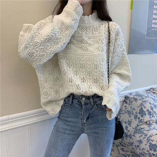 vintage women half turtleneck sweaters loose hollow out pullovers woman clothes knitted sueter mujer jumper, White;black
vintage women half turtleneck sweaters loose hollow out pullovers woman clothes knitted sueter mujer jumper, White;black