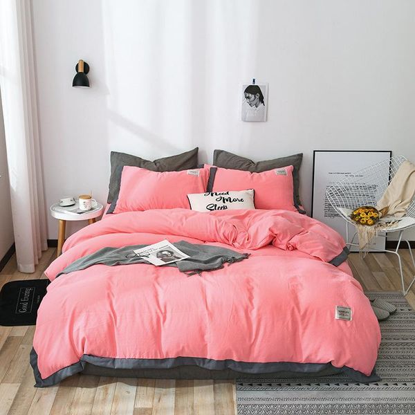 bedding sets ins style wash cotton four-piece set quilt cover/bed sheet/pillowcase simple dormitory sheets twin//king 
bedding sets ins style wash cotton four-piece set quilt cover/bed sheet/pillowcase simple dormitory sheets twin//king