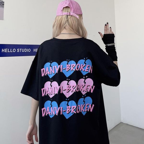 women's t-shirt harajuku t shirt aesthetic gothic punk letter heart print short sleeve o-neck women summer loose oversize street cloth, White
women's t-shirt harajuku t shirt aesthetic gothic punk letter heart print short sleeve o-neck women summer loose oversize street cloth, White