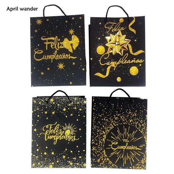 gift wrap 4pcs/lot spanish birthday printed golden tote bags 'feliz' handbags with handles for happy party supplies
gift wrap 4pcs/lot spanish birthday printed golden tote bags 'feliz' handbags with handles for happy party supplies