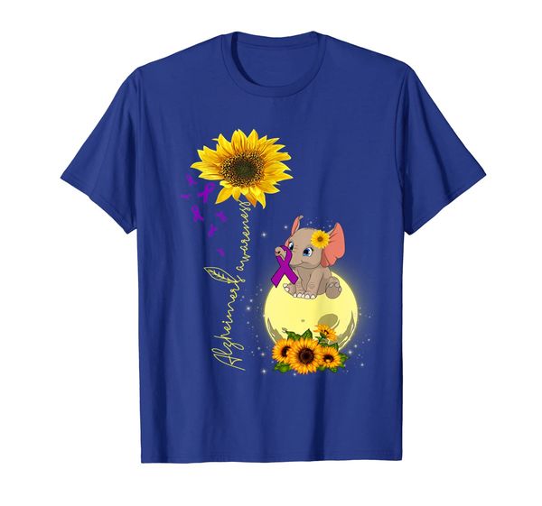 alzheimers awareness elephant sunflower shirt, White;black