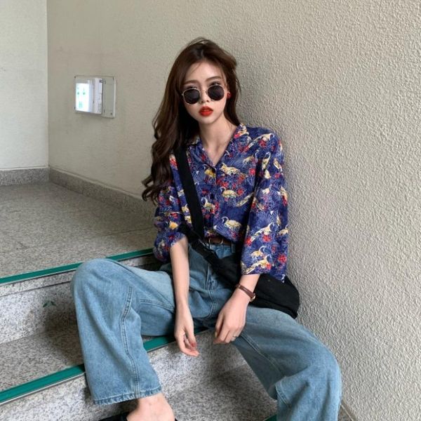 women's blouses & shirts streetwear womens clothing korean fashion vintage print half sleeve shirt summer simple loose casual hipster b, White
women's blouses & shirts streetwear womens clothing korean fashion vintage print half sleeve shirt summer simple loose casual hipster b, White