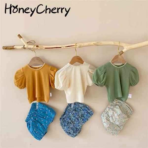 summer baby t-shirt girl v neck bubble short sleeve cute floral shorts kids clothes 210702, Blue
summer baby t-shirt girl v neck bubble short sleeve cute floral shorts kids clothes 210702, Blue