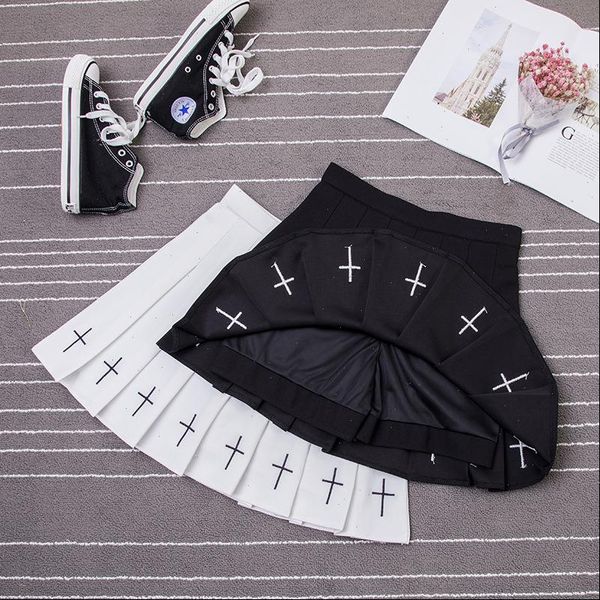 high waist a line women skirt cross embroidery sailor pleated skirt elastic waist sweet girl mini short skirts saiafeminina, Black
high waist a line women skirt cross embroidery sailor pleated skirt elastic waist sweet girl mini short skirts saiafeminina, Black