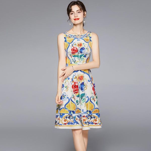 casual dresses runway design women summer blue and white porcelain floral print midi dress o-neck sleeveless party vestido mujer, Black;gray
casual dresses runway design women summer blue and white porcelain floral print midi dress o-neck sleeveless party vestido mujer, Black;gray