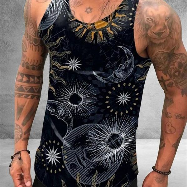 oversized mens tank summer sleeveless shirts moon sun print fitness clothing men casual sports slim shirt, White;black
oversized mens tank summer sleeveless shirts moon sun print fitness clothing men casual sports slim shirt, White;black