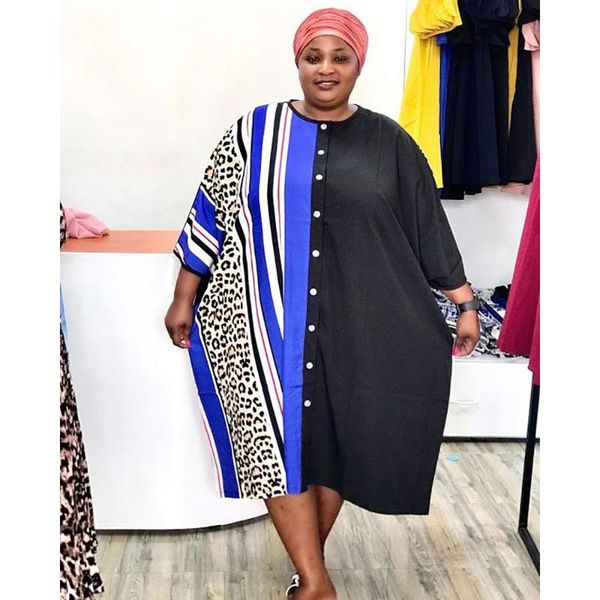 plus size dresses 2021 african abaya dubai loose waist round neck stitching art printing office commuter dress c16, Black
plus size dresses 2021 african abaya dubai loose waist round neck stitching art printing office commuter dress c16, Black