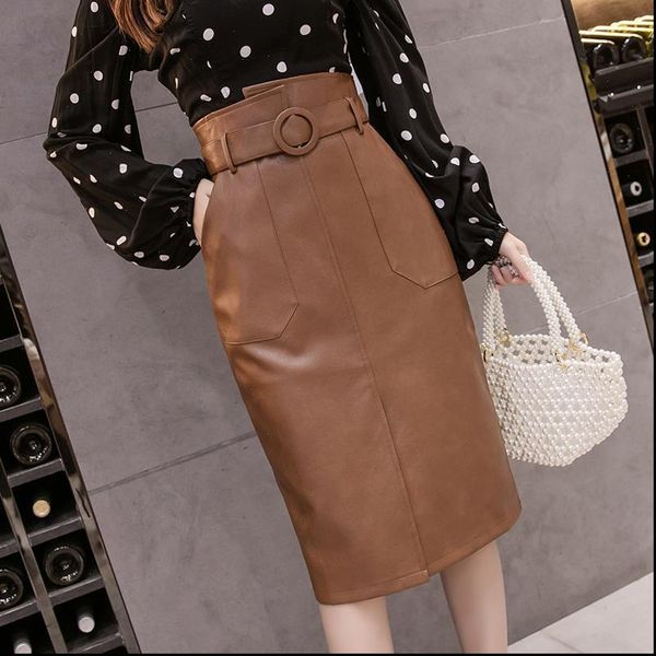 spring summer sashes women pu leather midi skirts high waist knee length wrap skirts with pocket female, Black
spring summer sashes women pu leather midi skirts high waist knee length wrap skirts with pocket female, Black