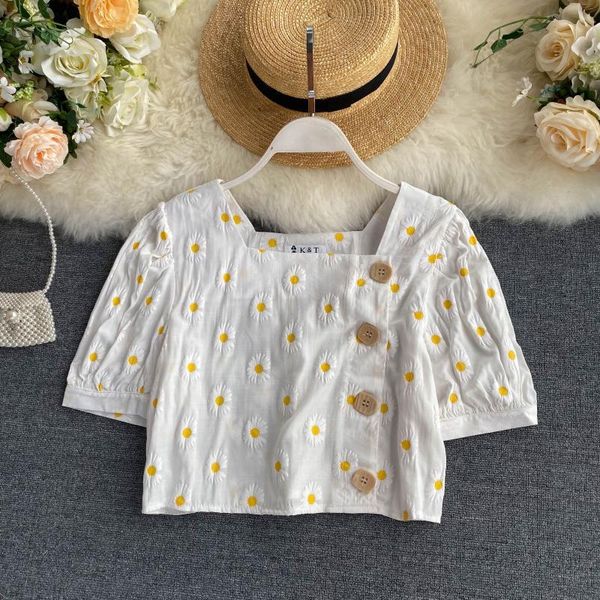 women's blouses & shirts singrain women korean ins daisy blouse vintage puff sleeve square collar button summer elegant sweet bohemian, White
women's blouses & shirts singrain women korean ins daisy blouse vintage puff sleeve square collar button summer elegant sweet bohemian, White