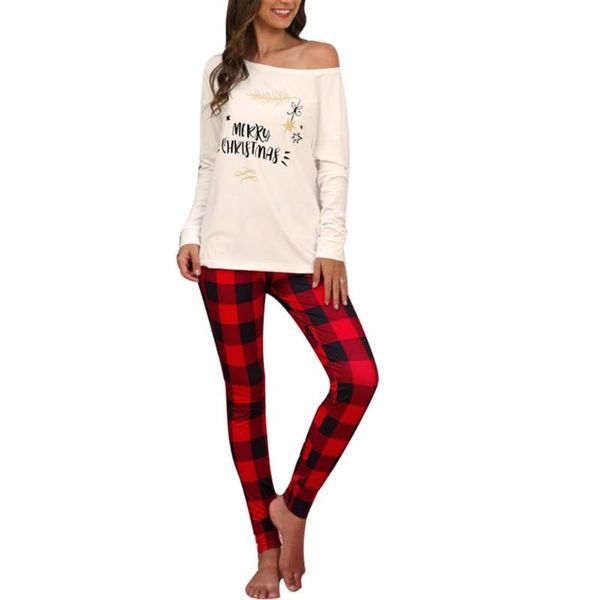 two piece dress set women autumn christmas letters print t-shirt long plaid pants sleepwear, White
two piece dress set women autumn christmas letters print t-shirt long plaid pants sleepwear, White