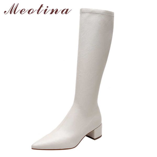 meotina women long boots shoes genuine leather mid heel riding boots pointed toe thick heels knee-high boots ladies autumn black 210608
meotina women long boots shoes genuine leather mid heel riding boots pointed toe thick heels knee-high boots ladies autumn black 210608