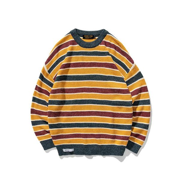 men's sweaters men yellow oversized striped winter sweater 2022 mens pullover harajuku knitted casual loose clothing, White;black
men's sweaters men yellow oversized striped winter sweater 2022 mens pullover harajuku knitted casual loose clothing, White;black