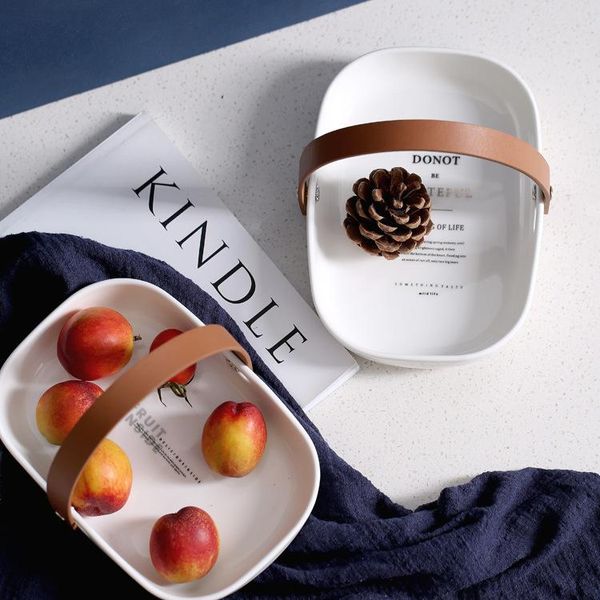 dishes & plates nordic fruit plate leather handle square tray creativity simple ceramic candy dish household kitchen tableware
dishes & plates nordic fruit plate leather handle square tray creativity simple ceramic candy dish household kitchen tableware